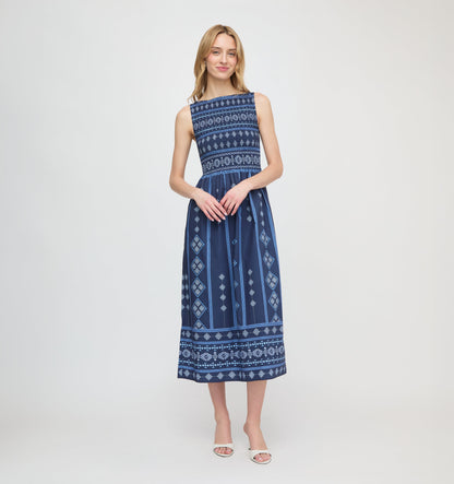 The Cosima Nap Dress - Navy Diamond Batik