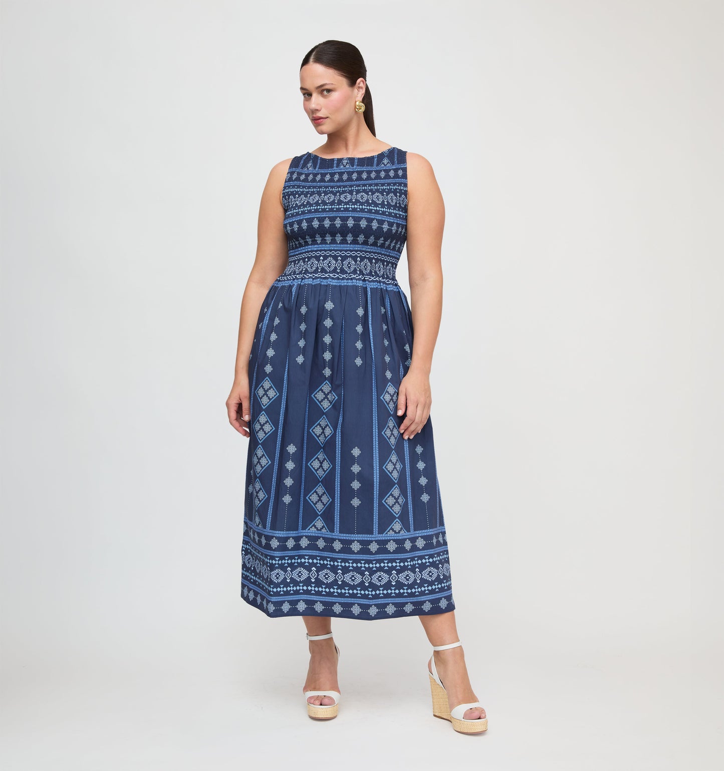 The Cosima Nap Dress - Navy Diamond Batik