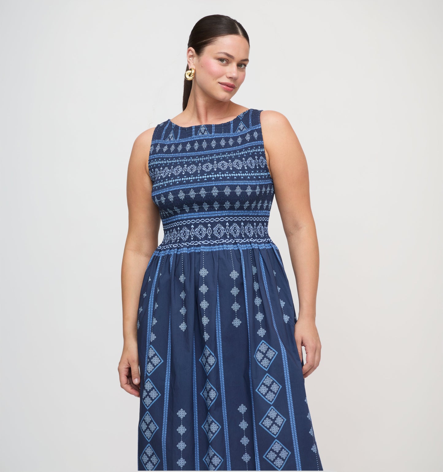The Cosima Nap Dress - Navy Diamond Batik