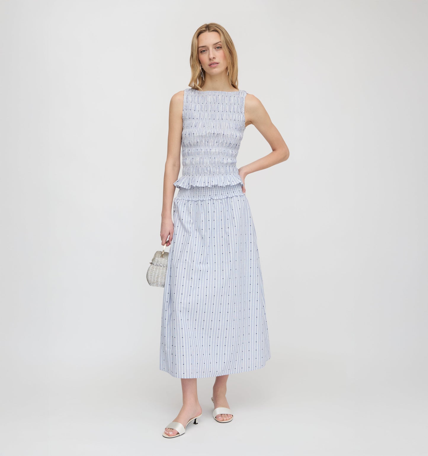 The Delphine Nap Skirt - Blue Swiss Dot