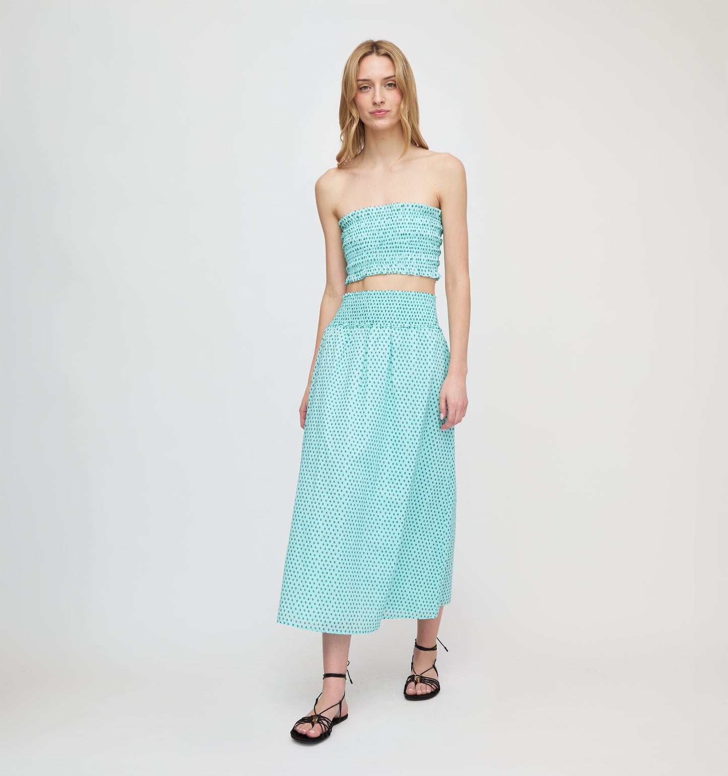 The June Nap Top - Teal Poppy Half Drop