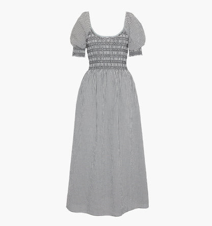 The Madeline Nap Dress - Black/Sand Gingham