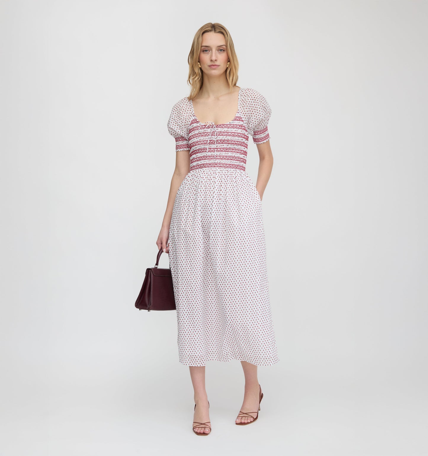 The Madeline Nap Dress - White Poppy Half Drop