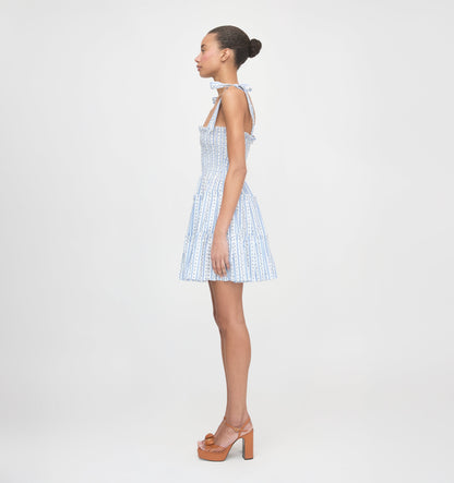 The Ribbon Charlotte Nap Dress - Blue Petal Stripe