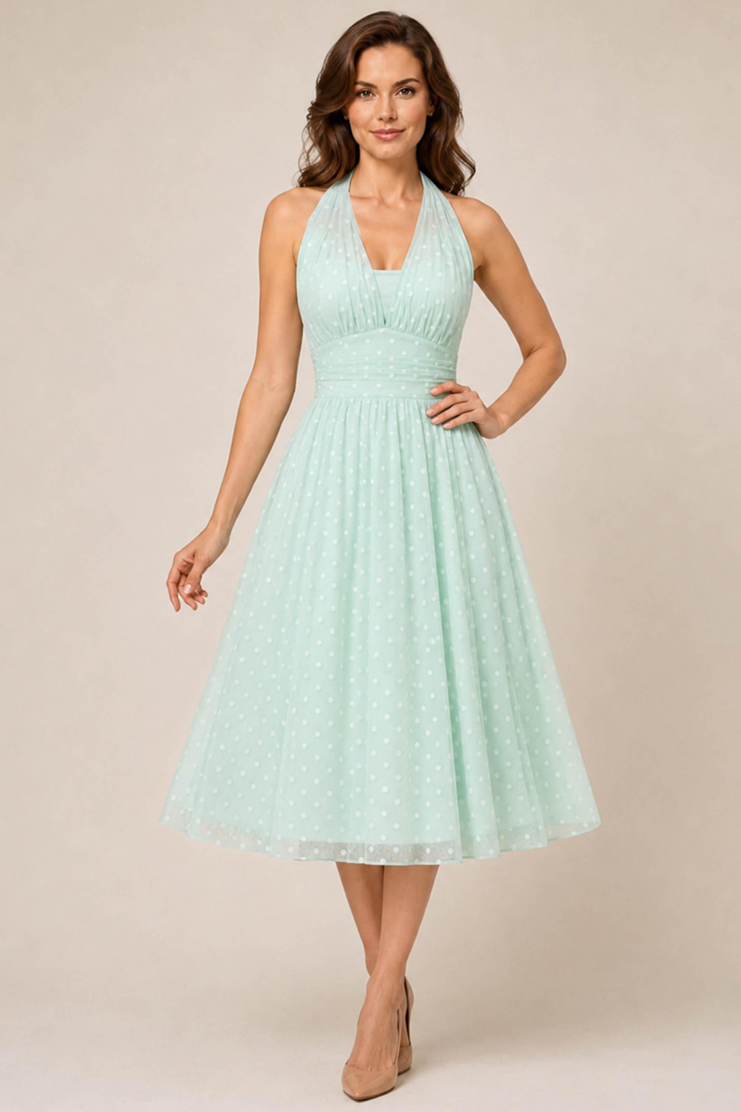 Dorothea Light Green Halter Dress
