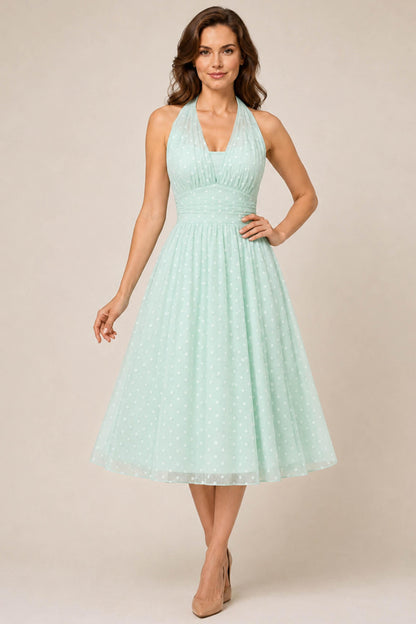 Dorothea Light Green Halter Dress