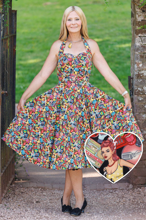 Daisy Pop Art Halter Dress