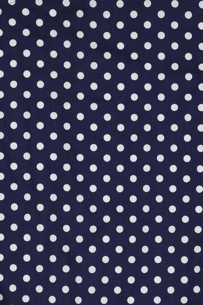 Penelope Navy Blue Polka Dot Rockabilly Shirt Dress