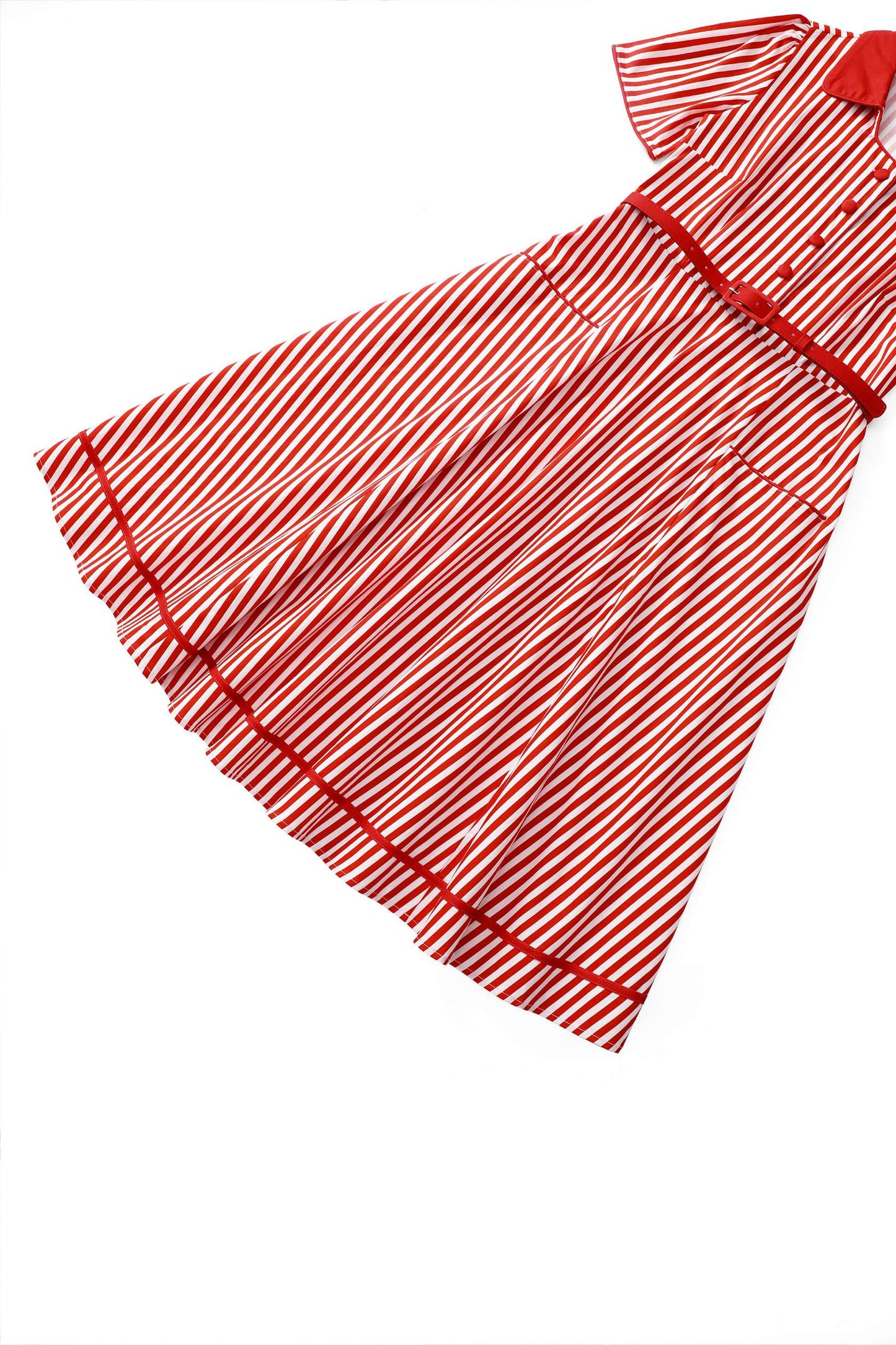 Mabel Striped Midi Shirt Dress In Red