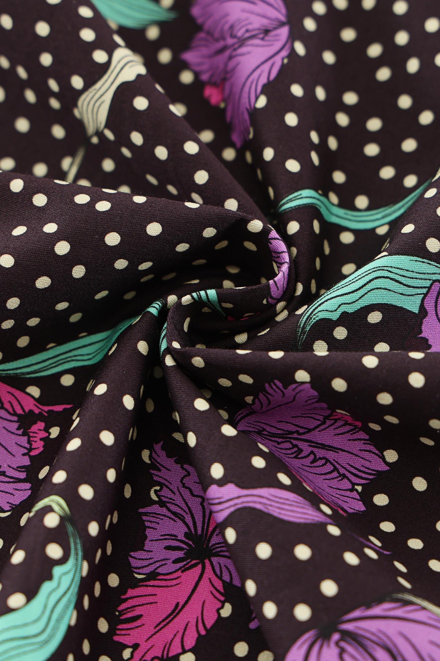 Mollie Purple Floral Full Circle Shirt Dress In Black
