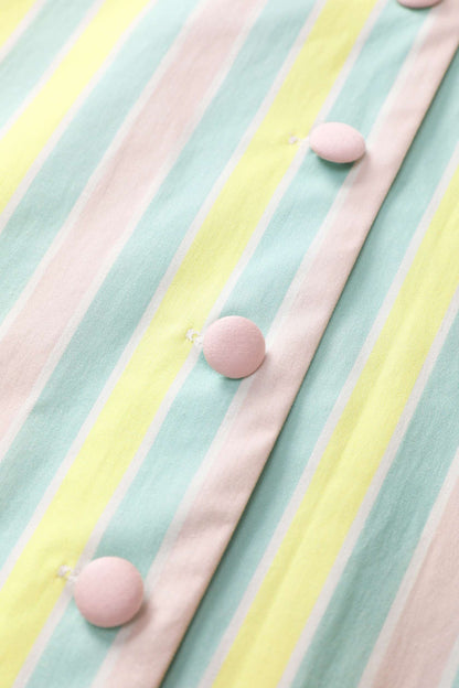 Mollie Pink Striped Full Circle Shirt Dress