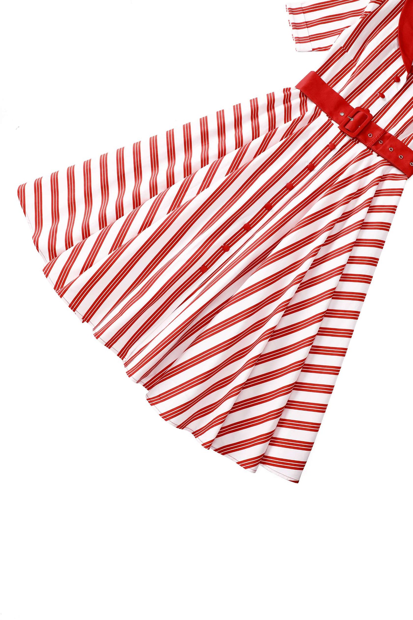 Mollie Red Striped Full Circle Shirt Dress