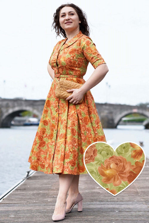 Mollie Vintage Floral Full Circle Shirt Dress