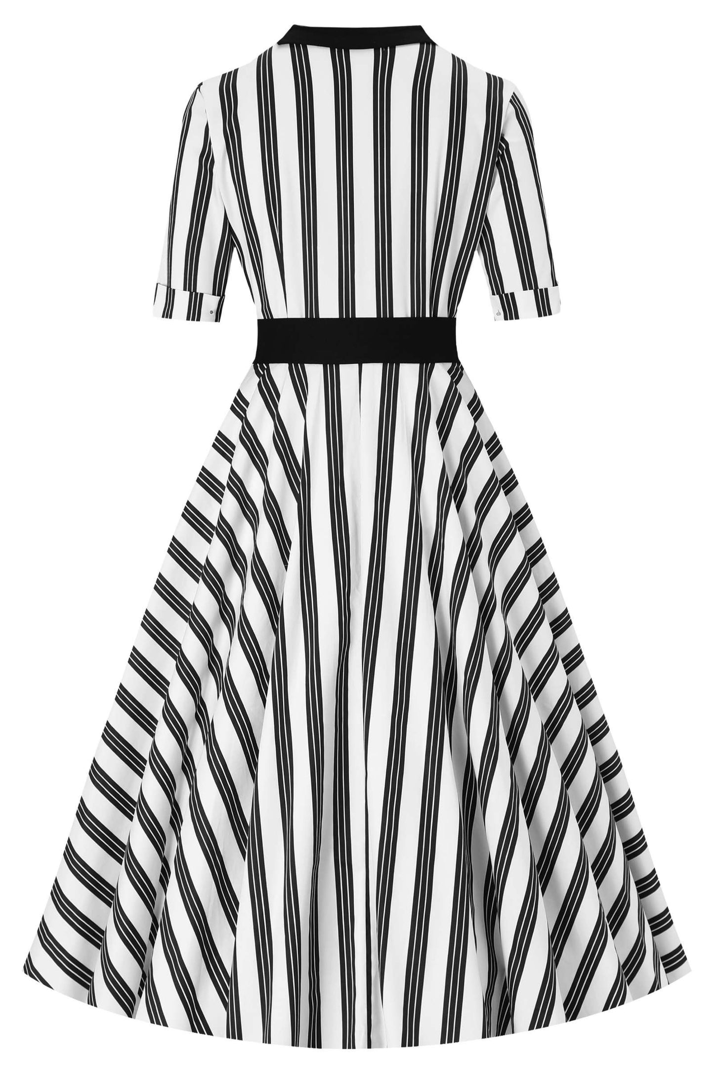Mollie Black Thin Striped Full Circle Shirt Dress