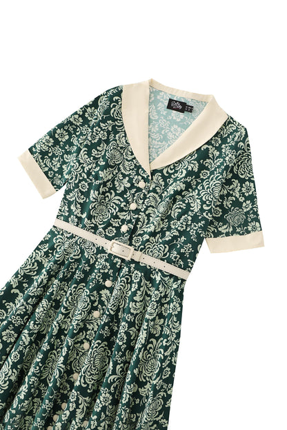 Mollie Teal Chrysanthemum Full Circle Shirt Dress