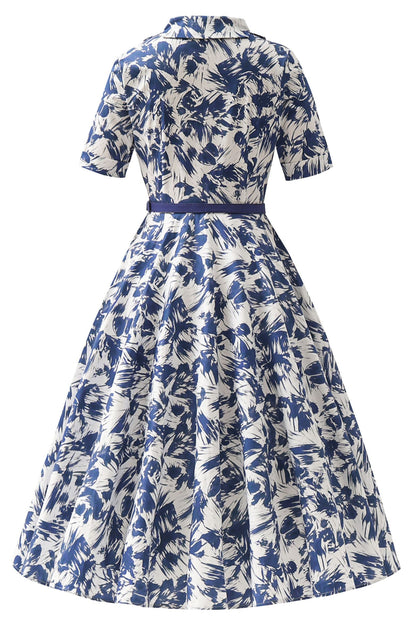 Mollie White Abstract Full Circle Shirt Dress