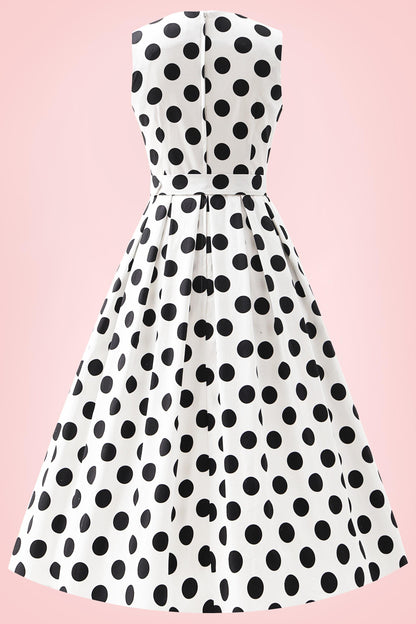 Helen White Polka Dot Cotton Midi Dress