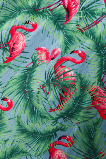 Matilda Flamingo Wrap Dress in Blue