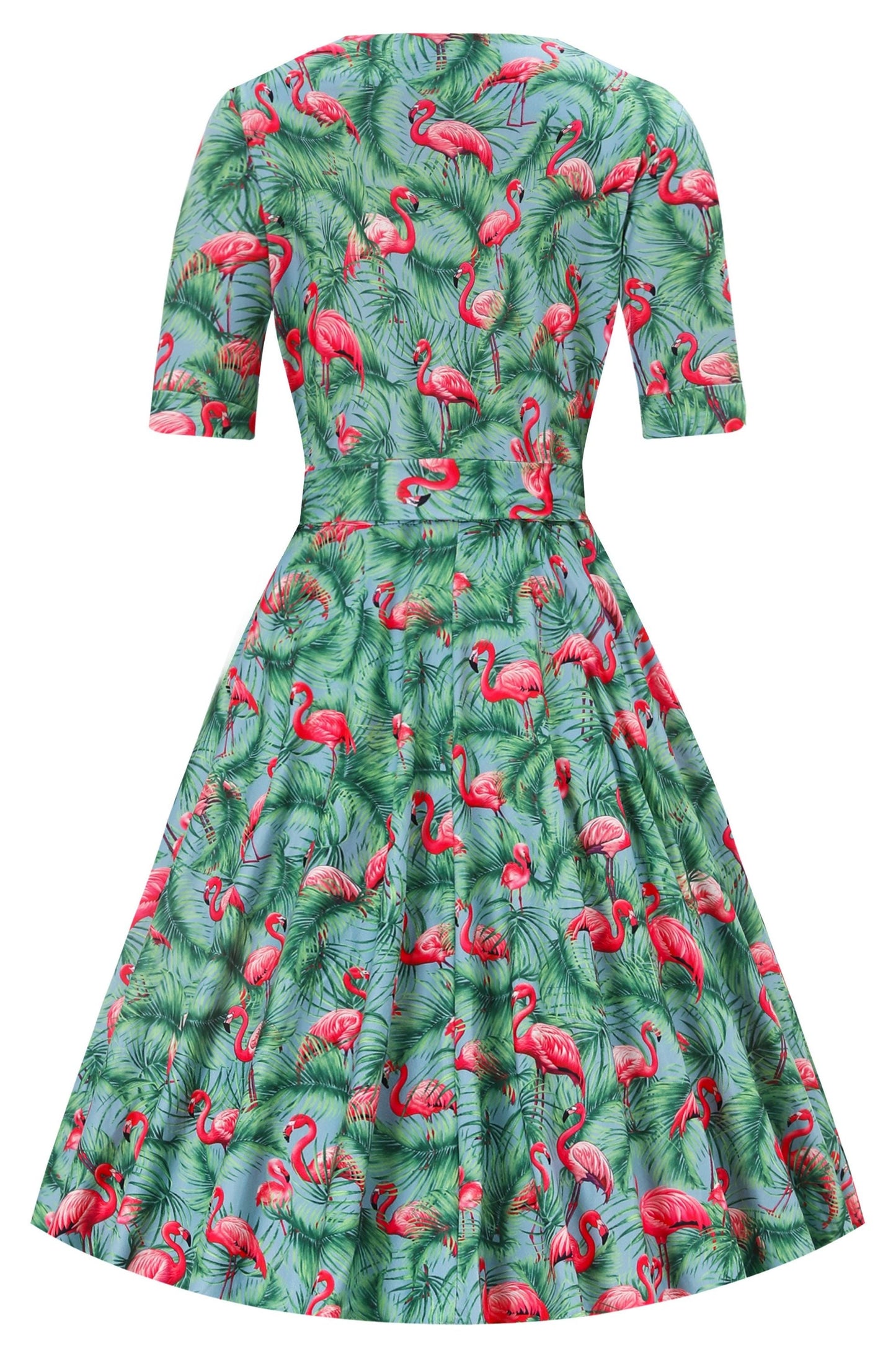 Matilda Flamingo Wrap Dress in Blue