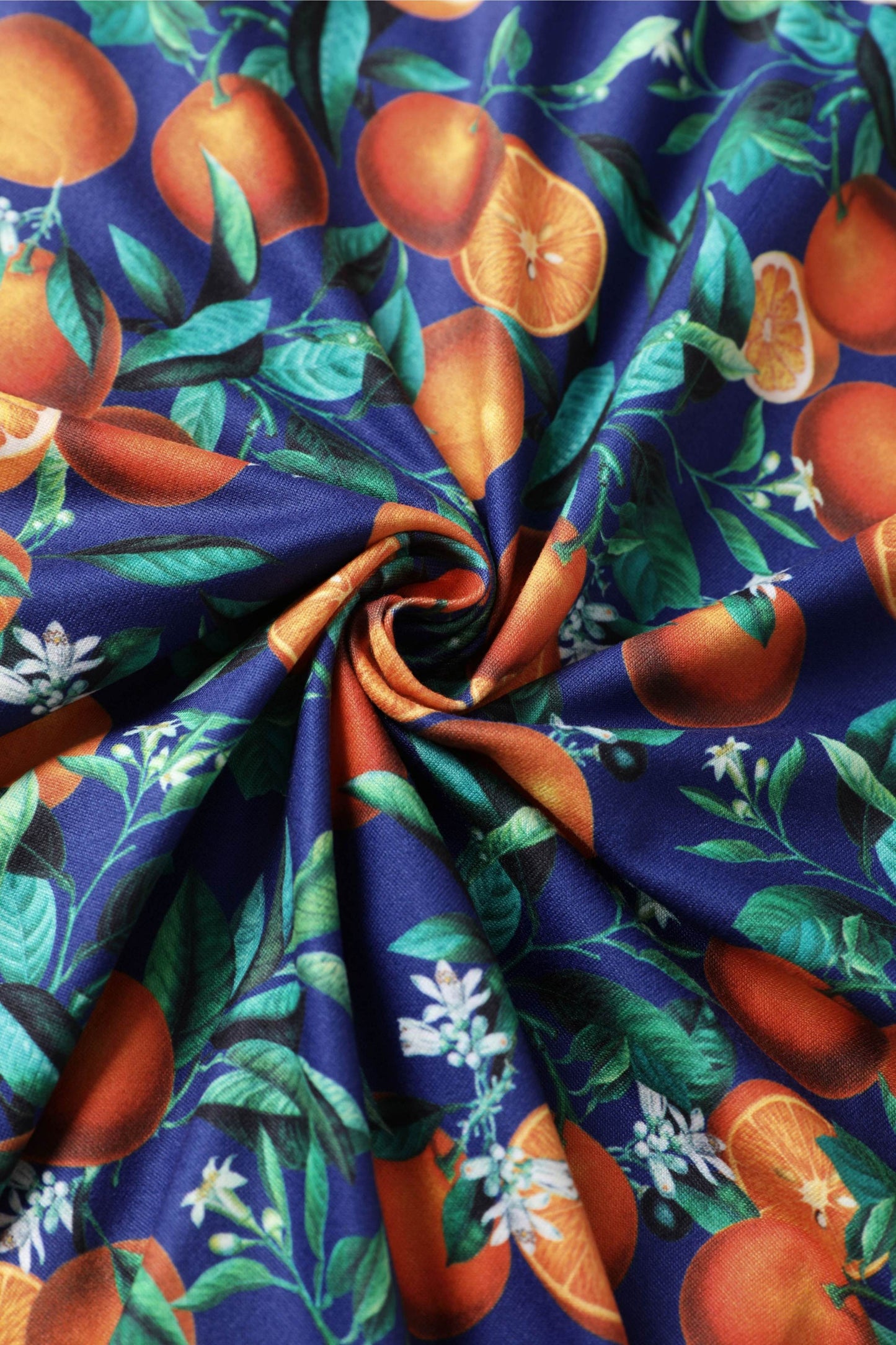 Matilda Navy Orange Branch Wrap Dress