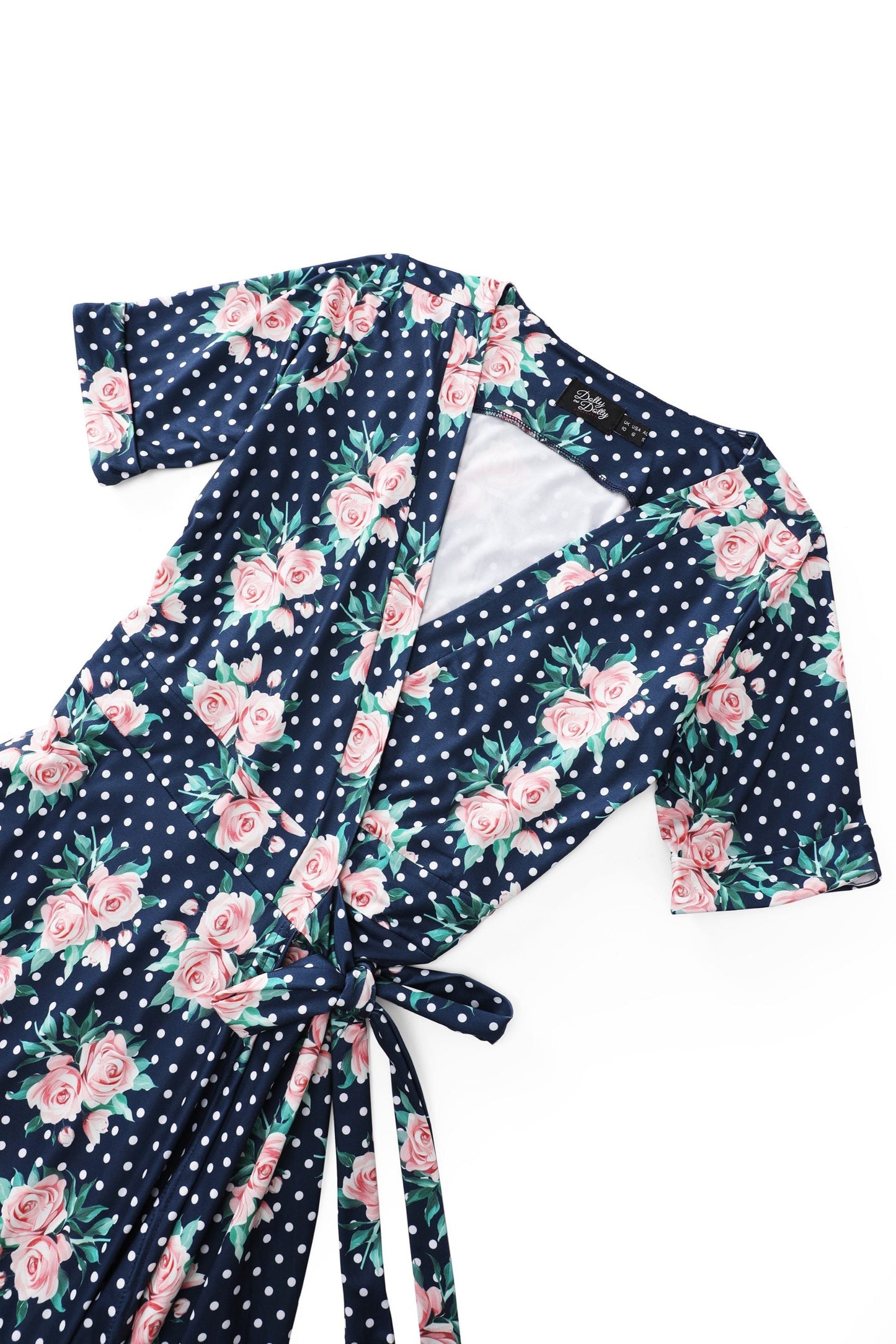Matilda Rose & Dot Wrap Dress in Navy Blue