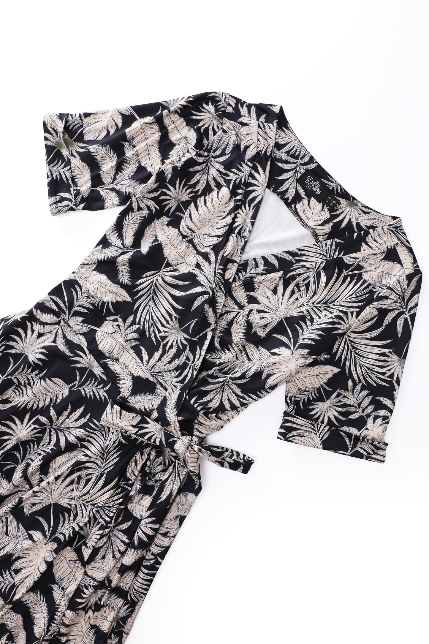 Matilda Palm Tree Wrap Dress in Navy Blue