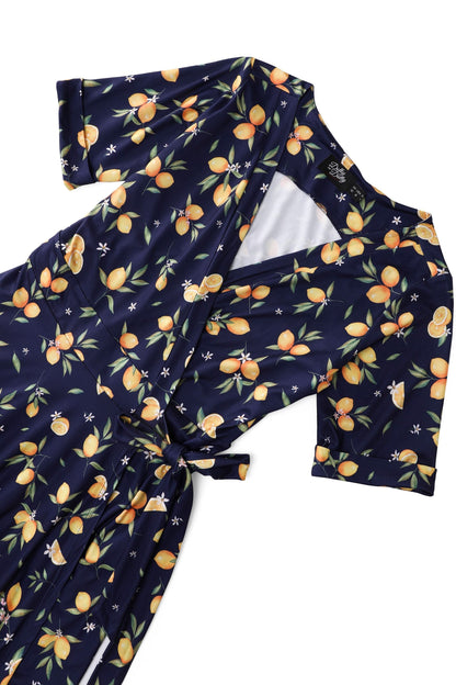 Matilda Dark Blue Lemon Wrap Dress