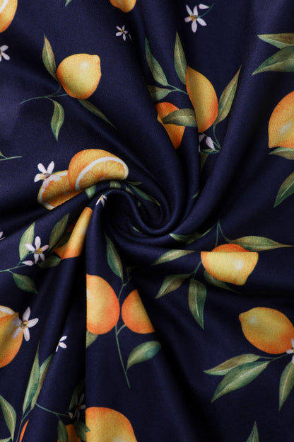 Matilda Dark Blue Lemon Wrap Dress