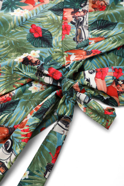 Matilda Hawaiian Pinup Girl Wrap Dress