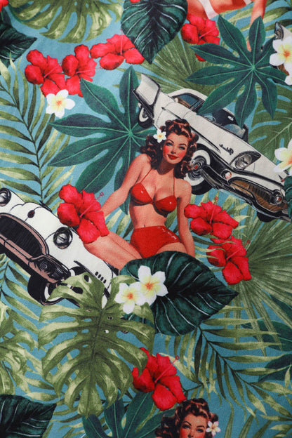Matilda Hawaiian Pinup Girl Wrap Dress