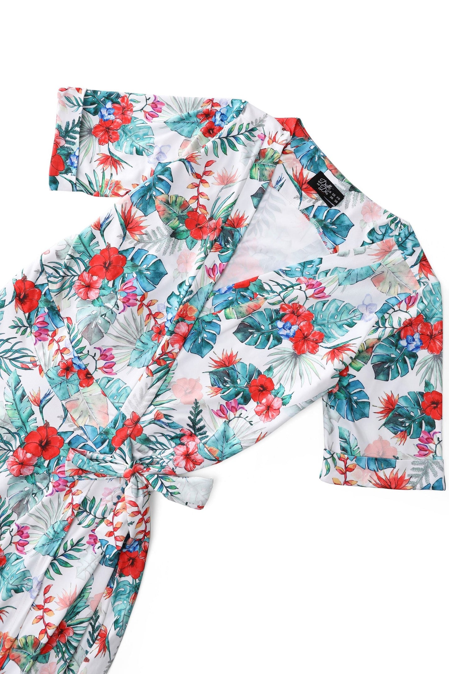 Matilda Tropical Hibiscus Wrap Dress in White