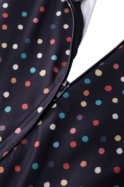 Julia 40s Polka Dot Midi Dress In Black