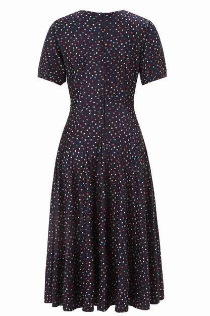 Julia 40s Polka Dot Midi Dress In Black