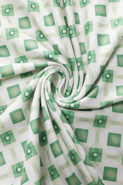Julia 40s Green Midi Dress In Geometric Diamond Print