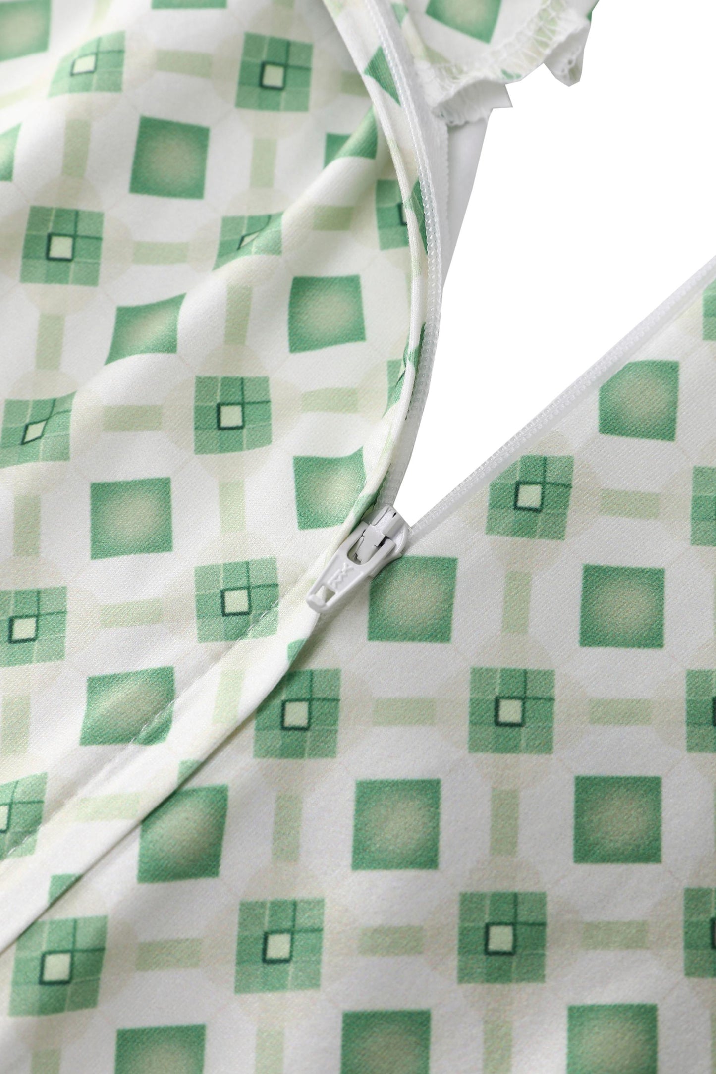 Julia 40s Green Midi Dress In Geometric Diamond Print