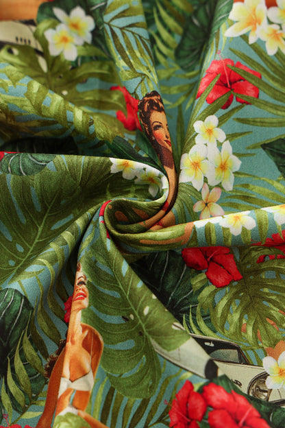Ophelia Tropical Pinup Girl Midi Dress