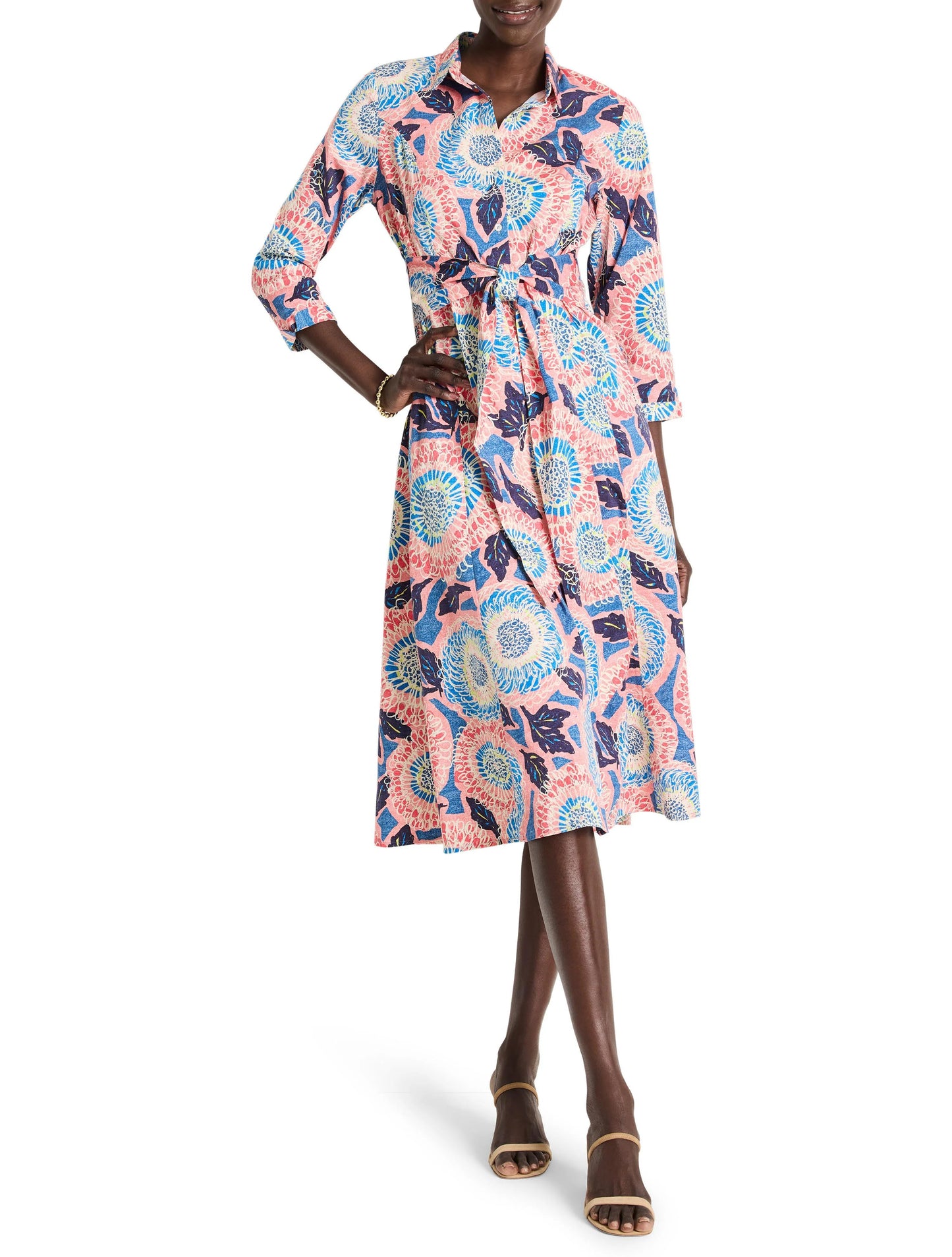 Scribble Blooms Shirt Dress
