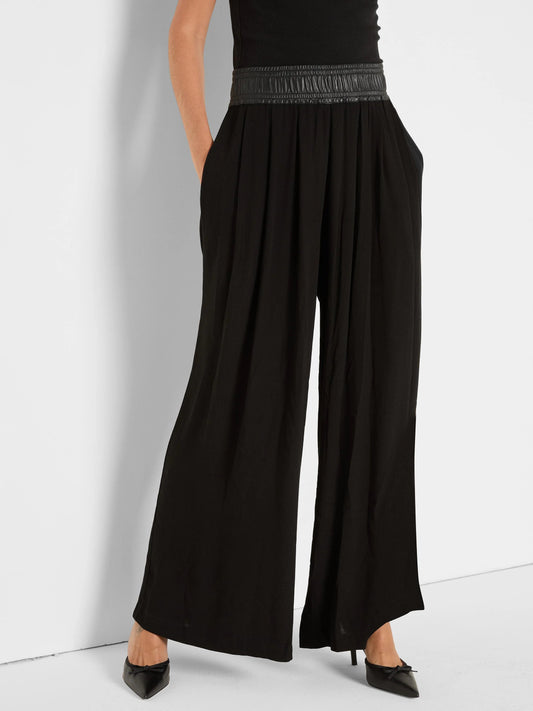 Iconic Faux Leather Waistband Palazzo Pant