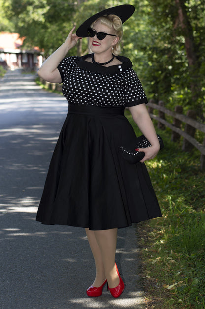 Darlene Black and White Polka Dot Swing Dress