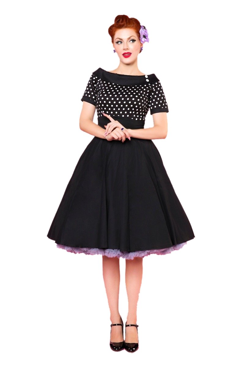 Darlene Black and White Polka Dot Swing Dress