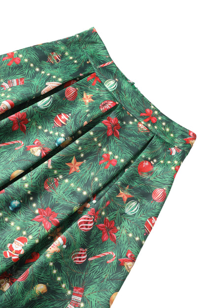 Aisley Green Christmas Tree Decorations Midi Skirt