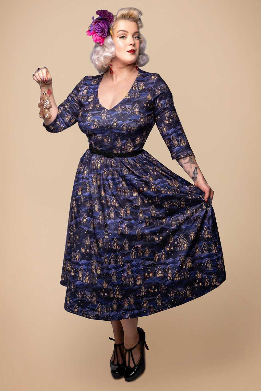 Billie Purple Christmas Eve Flared Dress