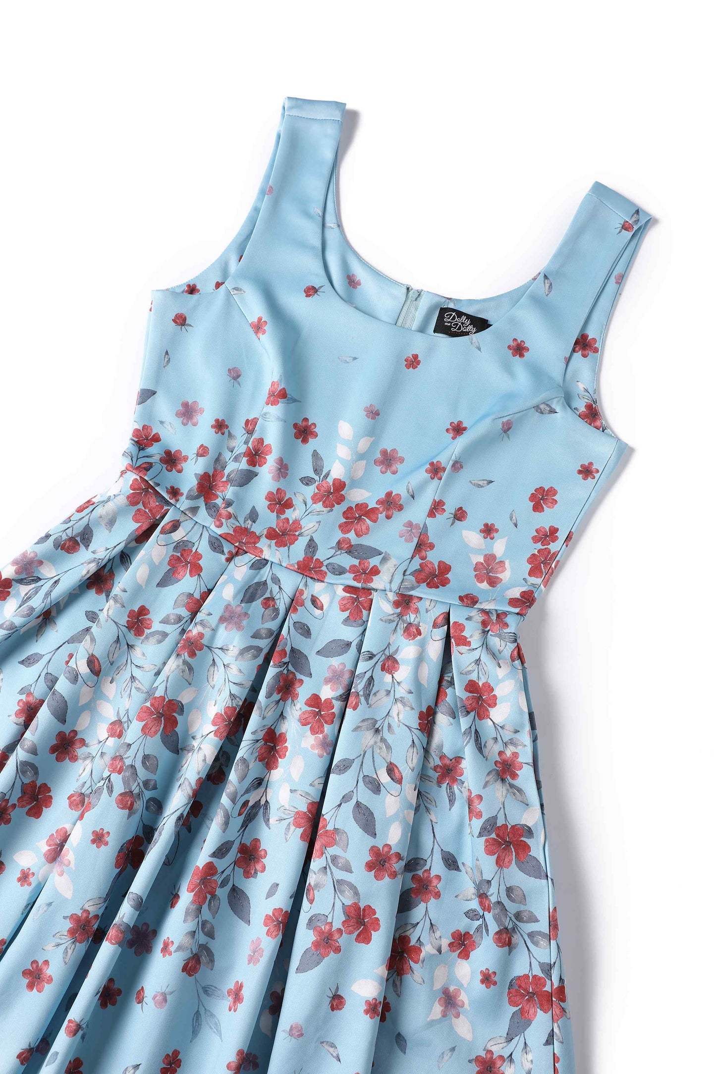 Amanda Blue Falling Flower Swing Dress