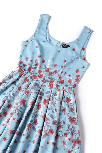 Amanda Blue Falling Flower Swing Dress