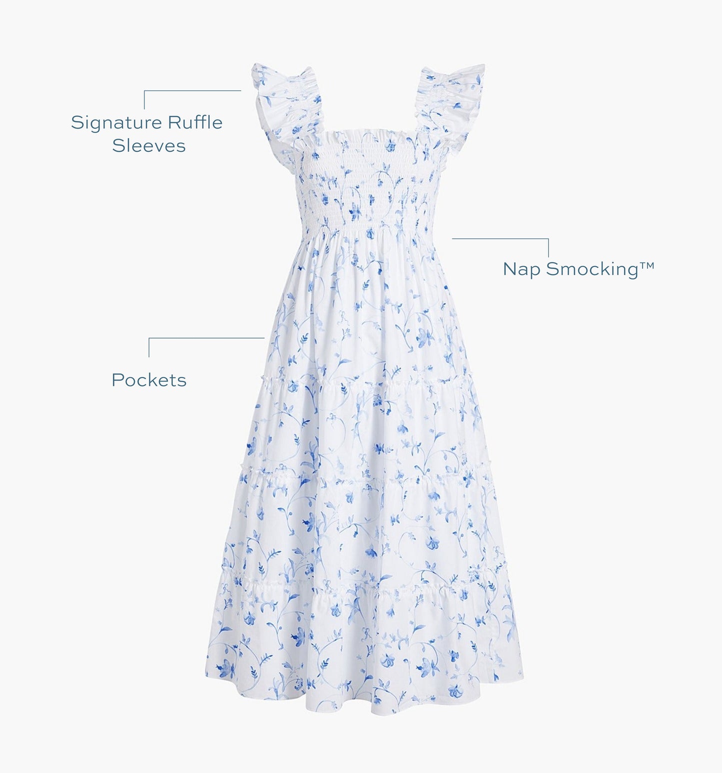 The Ellie Nap Dress - Blue Botanical