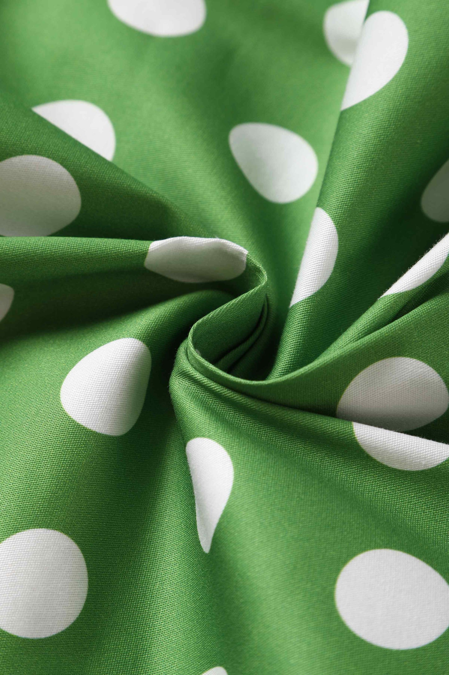 May Crossover Bust Green White Polka Dot Dress