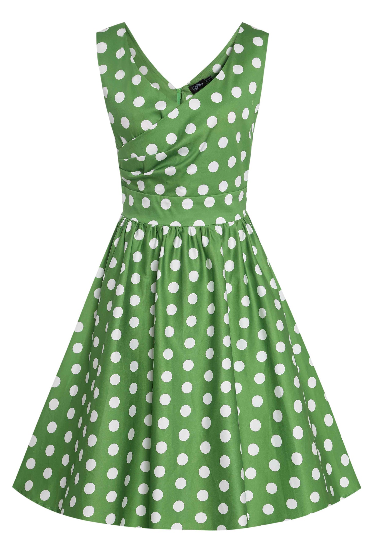 May Crossover Bust Green White Polka Dot Dress