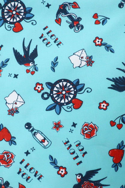 Daisy Rockabilly Nautical Tattoo Halter Dress
