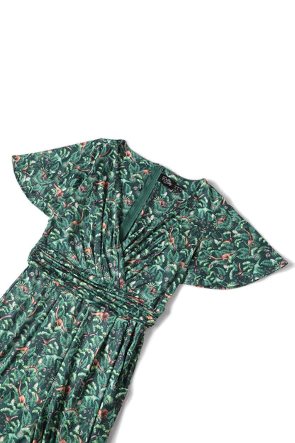 Esther Dinosaur Forest Jumpsuit In Green