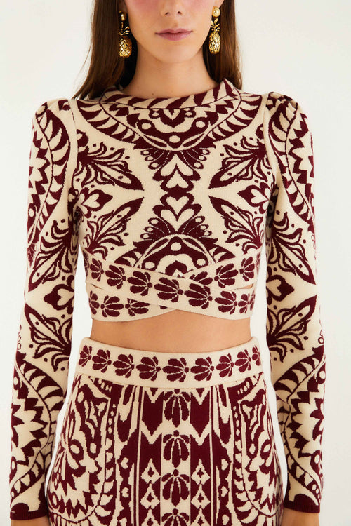 Burgundy Pineapple Love Knit Top